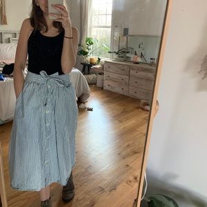 Madewell Striped Button Skirt